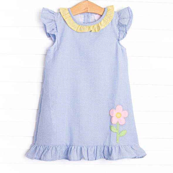 Sprout Up Spring Applique Dress, Blue