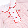 Bleu: Dottie Decor Smocked Long Sleeve Dress, Red