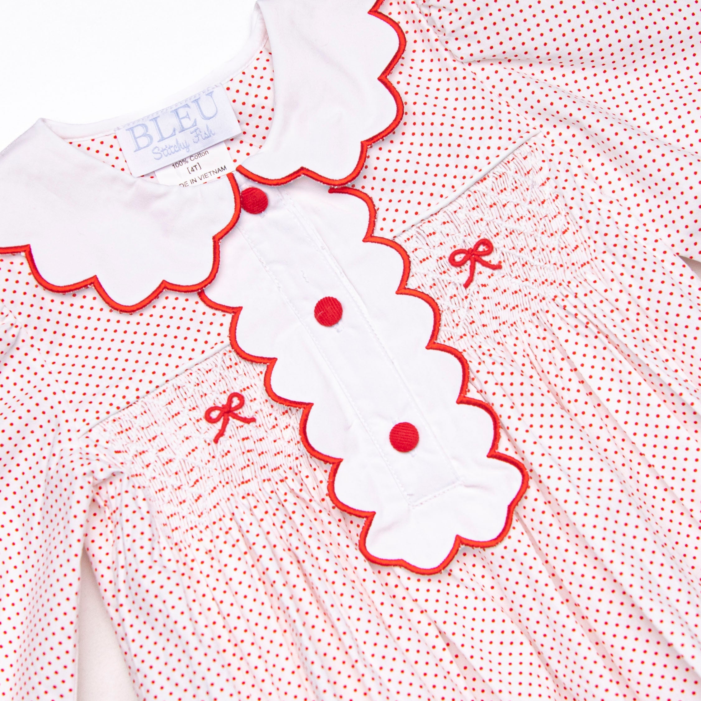 Girl's Bleu: Dottie Decor Smocked Long Sleeve Dress in Red Size 18M | Stitchy Fish Girl's Bleu: Dottie Decor Smocked Long Sleeve Dress in Red Size 18M | Stitchy Fish