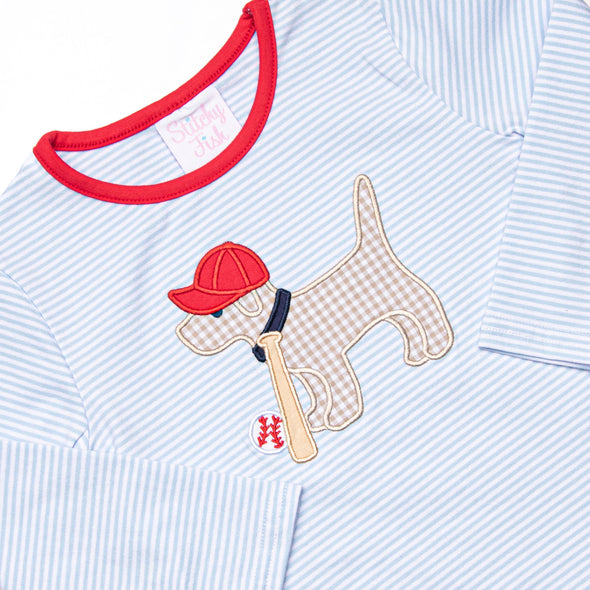 Play Ball Pup Applique Diaper Set, Red