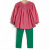 Ornamental Occasion Smocked Legging Set, Red Mini Gingham