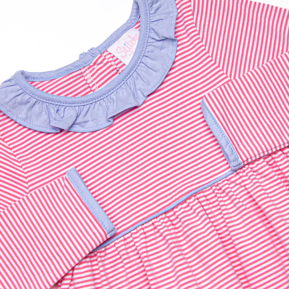 Zoe Diaper Set, Periwinkle and Medium Pink Stripe