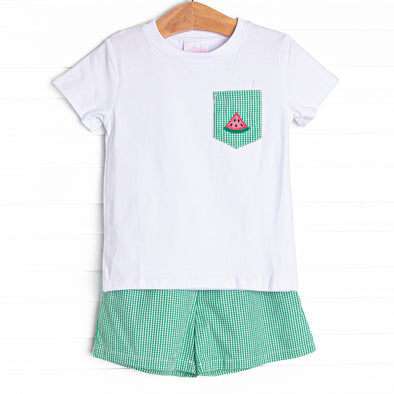 Perfect Slice Applique Short Set, Green