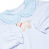 One Lucky Pup Applique Bubble, Light Blue Stripe