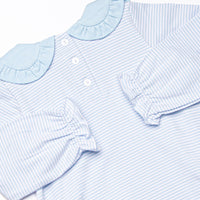 One Lucky Pup Applique Bubble, Light Blue Stripe