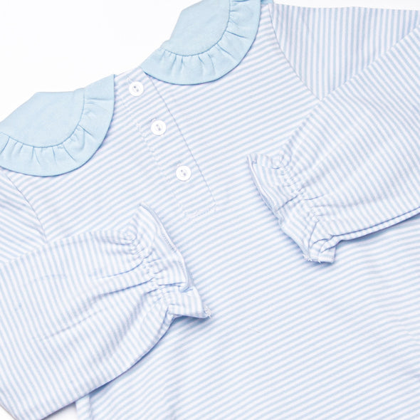 One Lucky Pup Applique Bubble, Light Blue Stripe