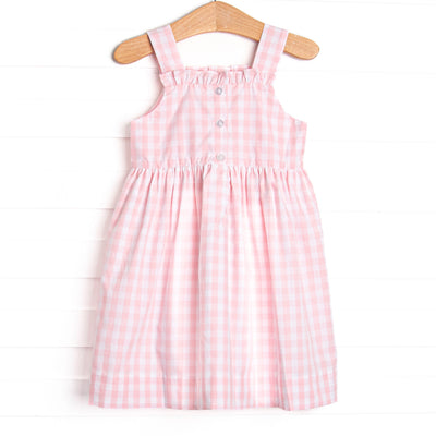 French Knot Fishes Embroidered Dress, Pink