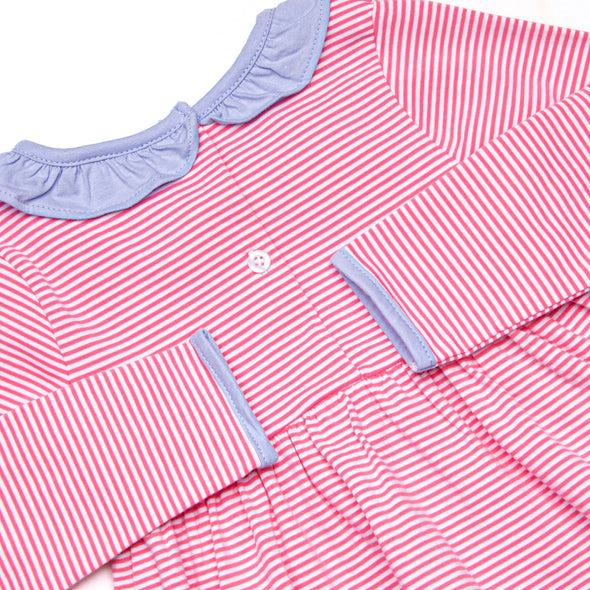 Zoe Diaper Set, Periwinkle and Medium Pink Stripe