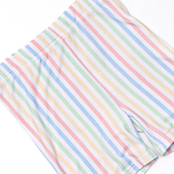 Rainbow Waves Bamboo Pajama Short Set, Blue