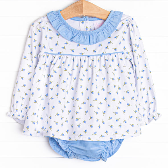 Berry Blue Buds Diaper Set, Blue