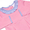 Lexie Ruffle Romper, Periwinkle and Medium Pink Stripe