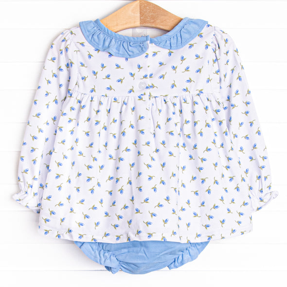 Berry Blue Buds Diaper Set, Blue