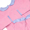 Lexie Ruffle Romper, Periwinkle and Medium Pink Stripe