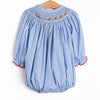 St. Nick's Sleigh Smocked Bubble, Blue