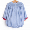 St. Nick's Sleigh Smocked Bubble, Blue
