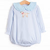 One Lucky Pup Applique Bubble, Light Blue Stripe