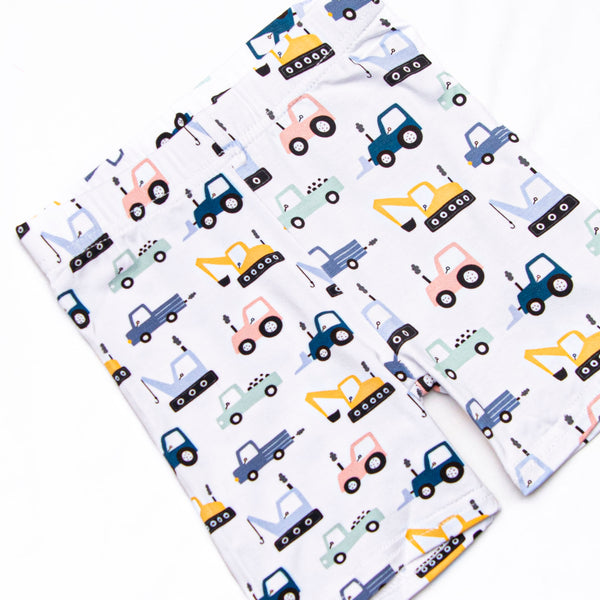 Road Work Rush Bamboo Pajama Short Set, Blue