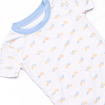 Construction Crew Bamboo Pajama Short Set, Blue