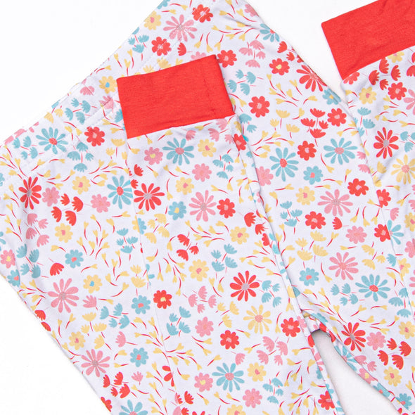 Petals and Poppies Bamboo Pajama Set, Red