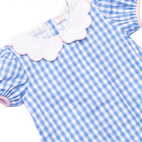 Count on Me Applique Dress, Blue Check