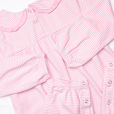 Lydia Romper, Pink Stripe