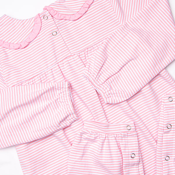 Lydia Romper, Pink Stripe
