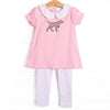 Pointer Pup Applique Legging Set, Pink Corduroy