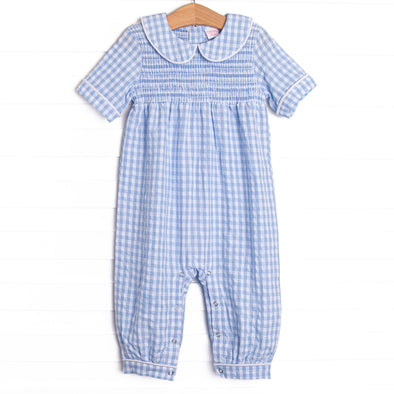 Going Gingham Romper, Blue