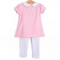 Pointer Pup Applique Legging Set, Pink Corduroy
