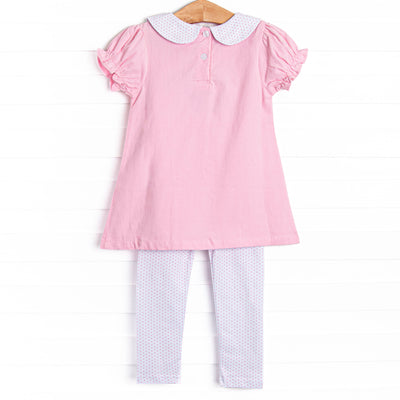 Pointer Pup Applique Legging Set, Pink Corduroy