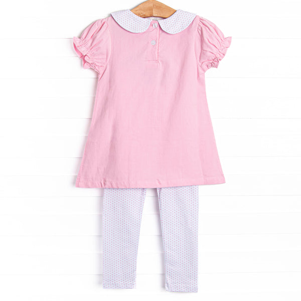 Pointer Pup Applique Legging Set, Pink Corduroy