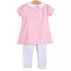 Pointer Pup Applique Legging Set, Pink Corduroy