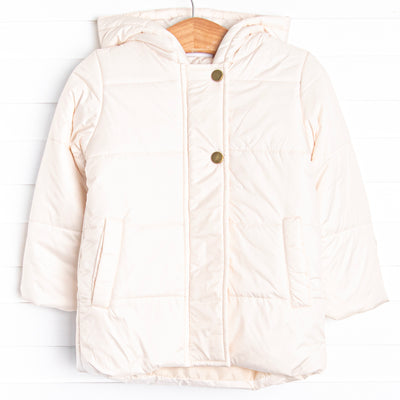 Hooded Puffer Coat, White