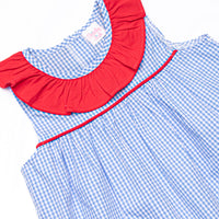 Saved by the Bell Applique Ruffle Dress, Blue