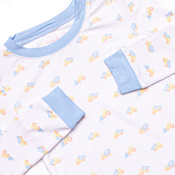 Construction Crew Bamboo Pajama Set, Blue
