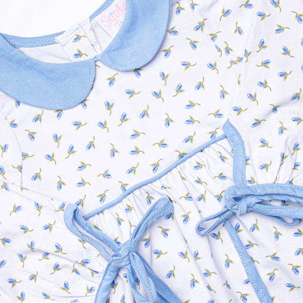 Berry Blue Buds Dress, Blue