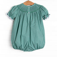 Christmas Tree Trio Smocked Bubble, Green Gingham