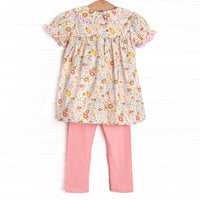 Buttercup Bows Smocked Legging Set, Pink