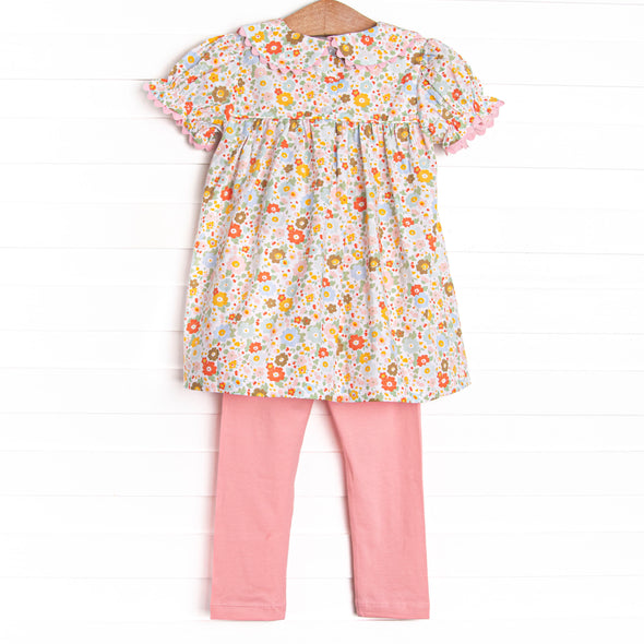 Buttercup Bows Smocked Legging Set, Pink
