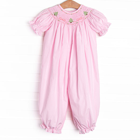 Spruced Up Scallops Smocked Romper, Pink