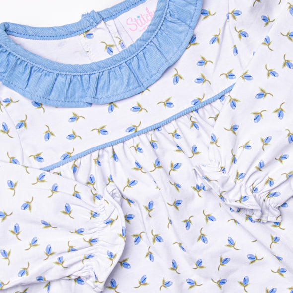 Berry Blue Buds Diaper Set, Blue