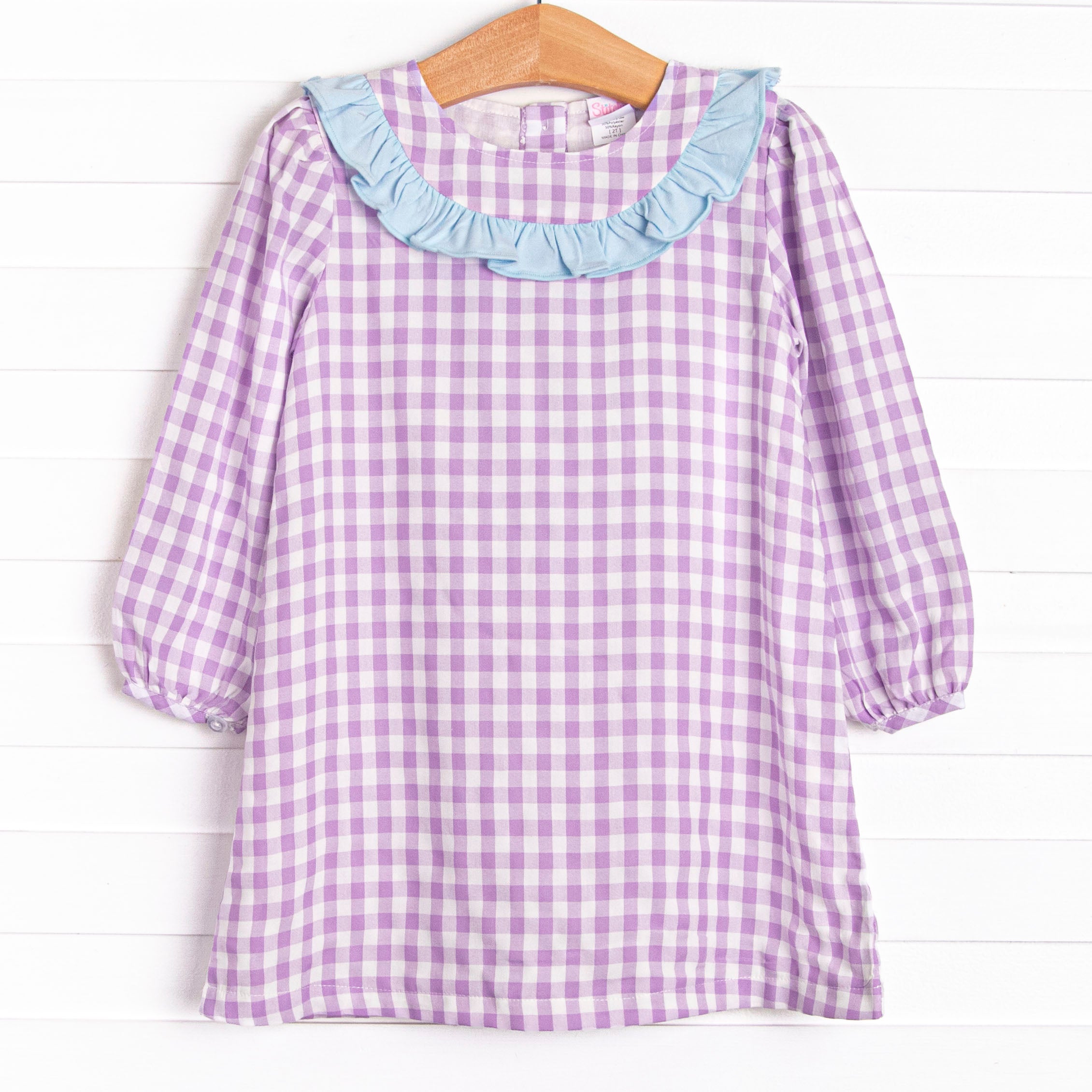 purple checkered dress Ruffle Dress