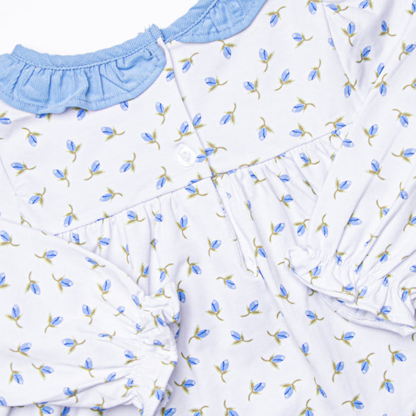 Berry Blue Buds Diaper Set, Blue