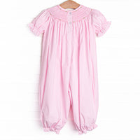 Spruced Up Scallops Smocked Romper, Pink