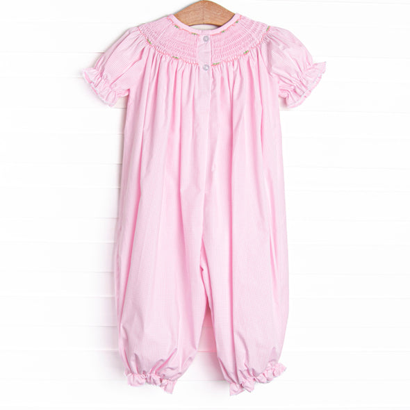 Spruced Up Scallops Smocked Romper, Pink