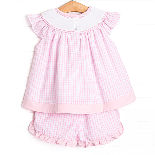 Crustacean Critter Smocked Ruffle Short Set, Pink