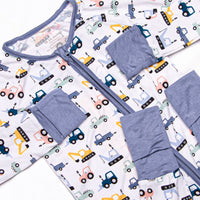 Road Work Rush Bamboo Zippy Pajama, Blue