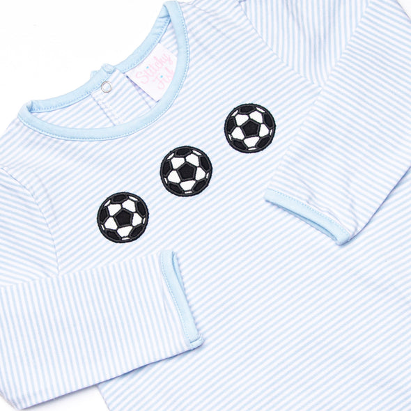 Corner Kick Cutie Applique Bubble, Blue Stripe