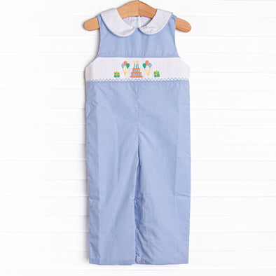 Let's Celebrate Smocked Jon Jon, Blue Gingham