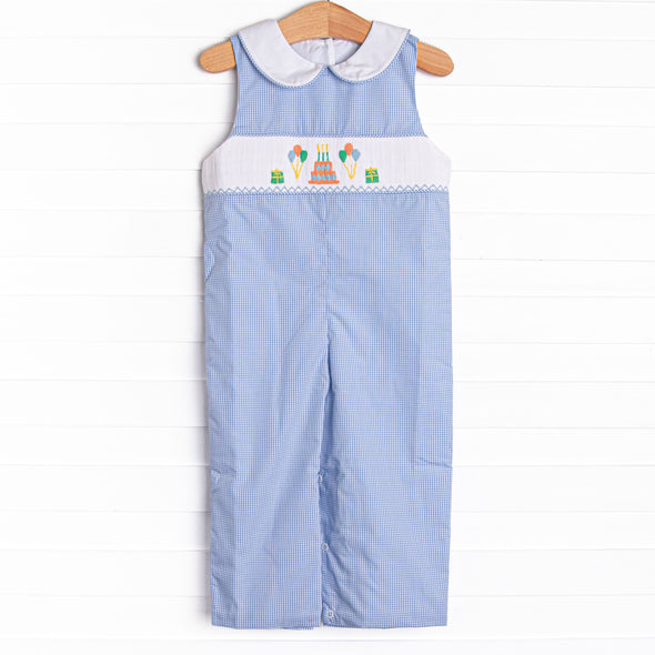 Let's Celebrate Smocked Jon Jon, Blue Gingham